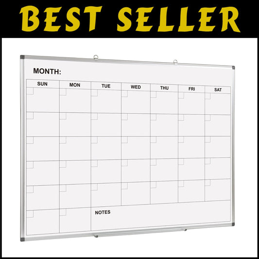 Easy Install Wall-Mounted Dry Erase Calendar - 48x36 for Efficient Planning