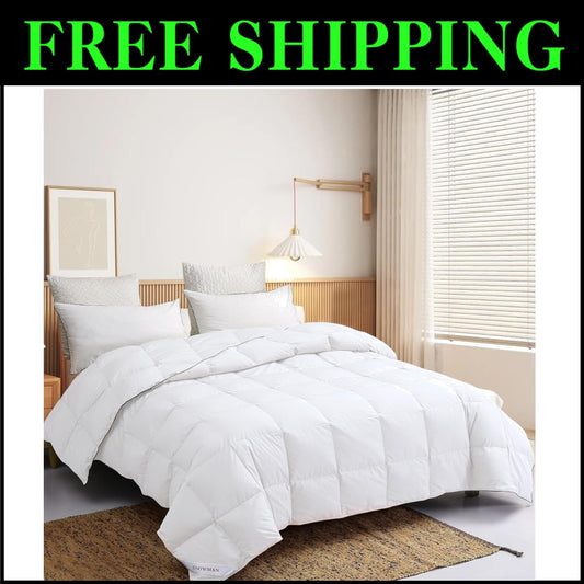 Extra-Soft Noiseless Down Comforter Queen - 400 Thread Count White Elegance