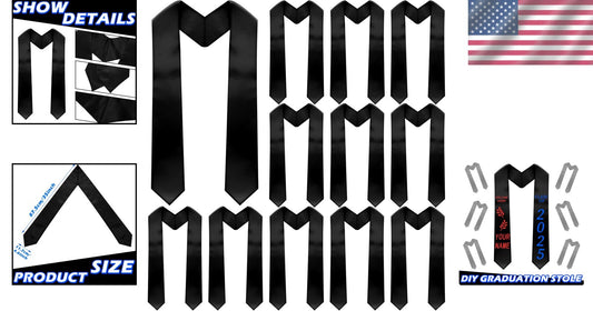 Elegant White Graduation Stoles Set - 12 Unisex Satin Sashes for Festive Events