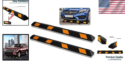 Heavy-Duty Parking Guide with Reflective Tape – 72” Rubber Car and Truck Stop