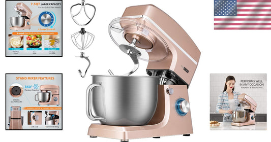 High Performance 7.5QT Electric Food Mixer - 660 Watts in Elegant Champagne