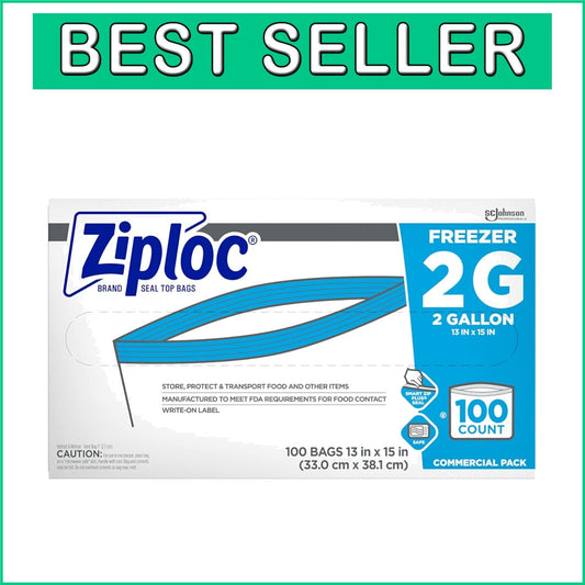 Ziploc Professional Freezer Bags, 2 Gallon, Double Zipper, 100 Count - Food Safe