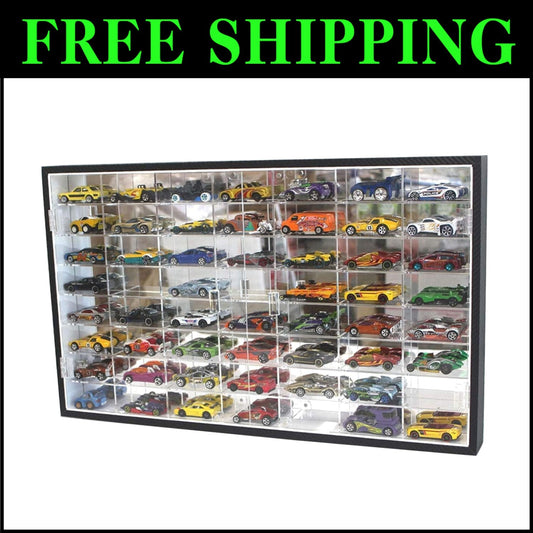 Premium Multi-Color Wall-Mounted Display Case for 1/64 Diecast Cars - 56 Slots