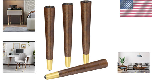 Elegant Walnut Coffee Table Legs - Mid-Century Modern Furniture Feet 16"