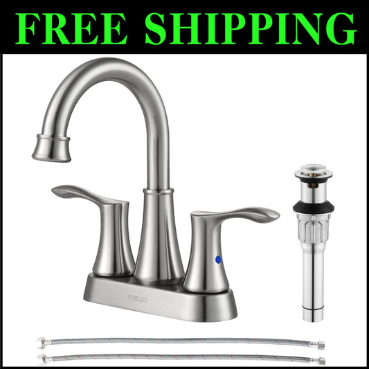 Stylish Brushed Nickel Bathroom Faucet with 1.5 GPM Flow Rate and 3-Hole Mount