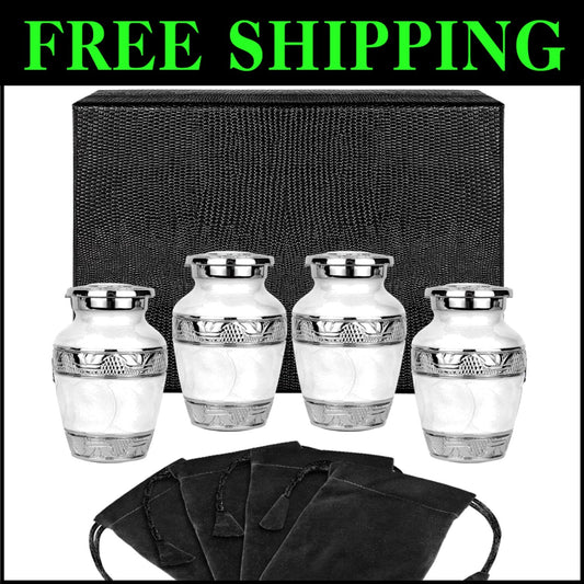 Elegant Brass Mini Urns with Threaded Lid - Set of 4 for Cherished Memories