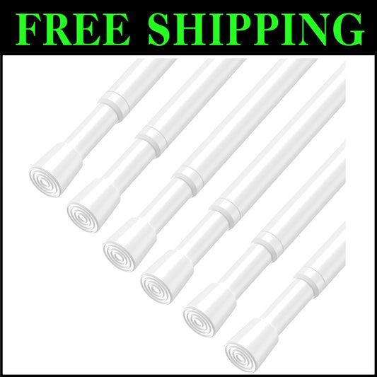 Premium Adjustable Tension Rods, Anti-Skid Ends & Easy Installation, 6-Pcs