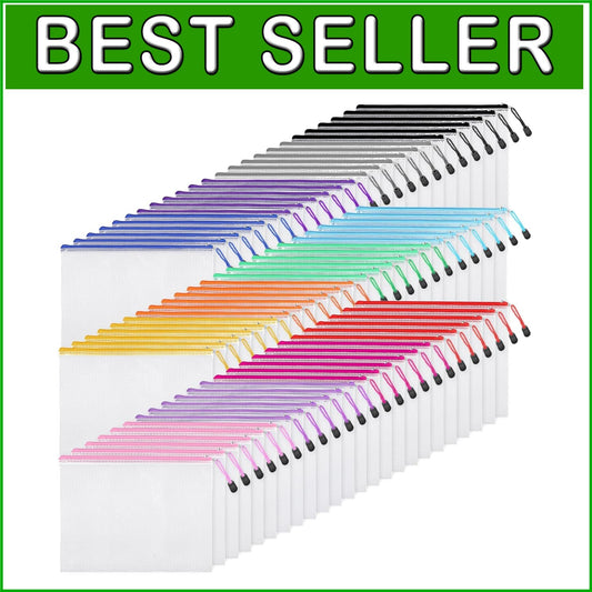 72pcs Colorful Zipper File Bags - A4 Size for School & Office Storage Solutions