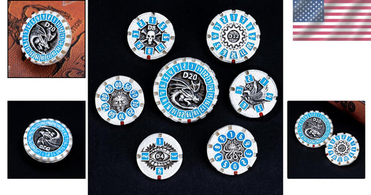 Exquisite Polyhedral Dungeons and Dragons Dice Set - Skull Design with Box