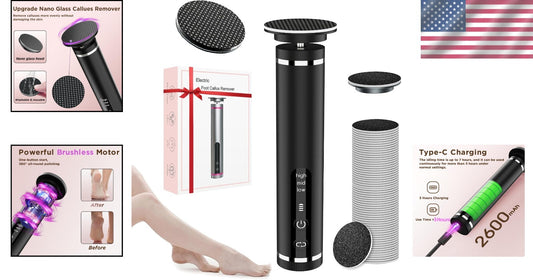 Nano-Glass Electric Foot Callus Remover - Cordless, Adjustable Speeds & 60 Discs