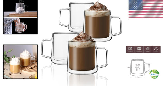 Set of 4 Elegant Insulated Glass Cups - Ideal for Housewarming or Celebrations