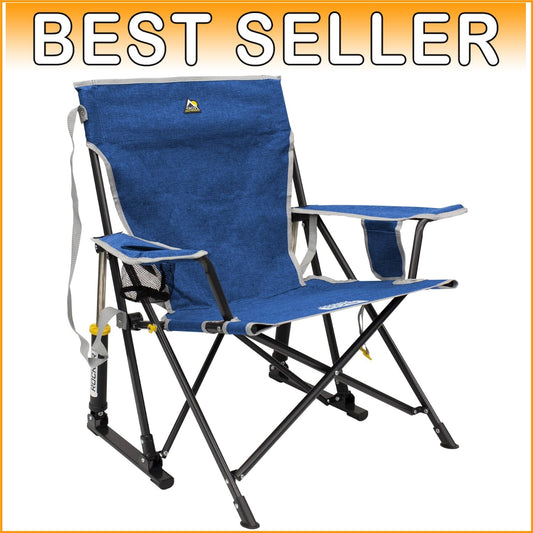 Durable Kickback Rocker Chair with Drink Holder - Perfect for Camping Adventures