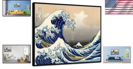 Beautifully Framed Great Wave Giclee Canvas Art – Perfect Gift for Any Occasion