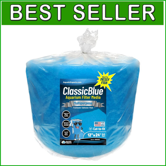 Durable Blue Polyester Aquarium Filter Pad - 12"x24' Roll for Custom Fit