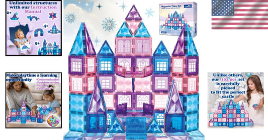 102-Piece Frozen Princess Castle Magnetic Building Blocks - STEM Educational Toy