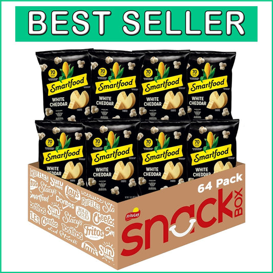 Delicious White Cheddar Popcorn - 1 Ounce Pack of 64 for Snacking Anytime