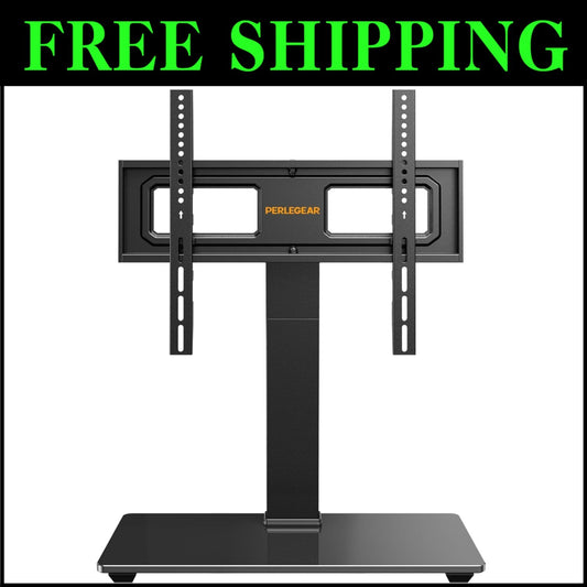 Tempered Glass Base Universal TV Stand: 32-70 inch TV Mount with Swivel & Tilt