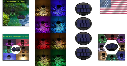 Waterproof Solar Replacement Lantern Lids - 8 Color Modes for Seasonal Decor