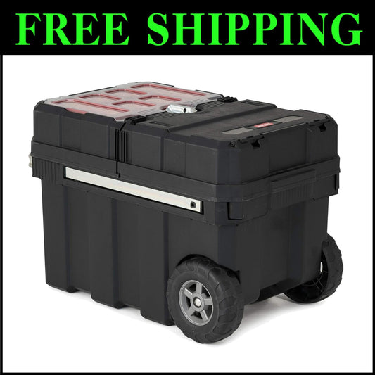 Durable Masterloader Tool Storage Chest with Rolling Design & 6 Removable Bins