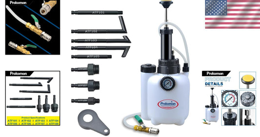 3L Transmission Fluid Pump with Pressure Gauge & 8 Adapters for Easy Filling