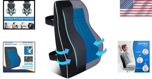 Ergonomic Cooling Memory Foam Lumbar Pillow for Lower Back Pain Relief & Comfort