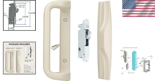 Elegant Beige Patio Door Handle Set with Mortise Lock - Easy Install & Durable