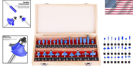 Durable Router Bits Set – 1/4 Inch Shank, 24 Pieces for Precise Wood Cutting
