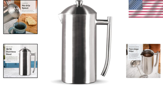 Elegant 36 oz French Press Coffee Maker with Zero Sediment Filtration System