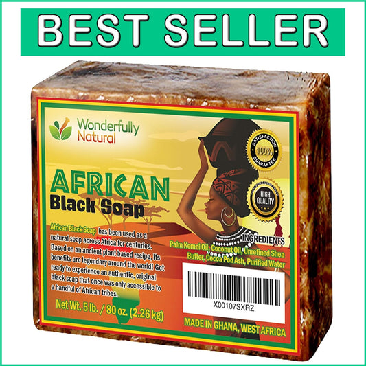 Raw Handcrafted African Black Soap - 5 lbs for Acne Prone & Sensitive Skin