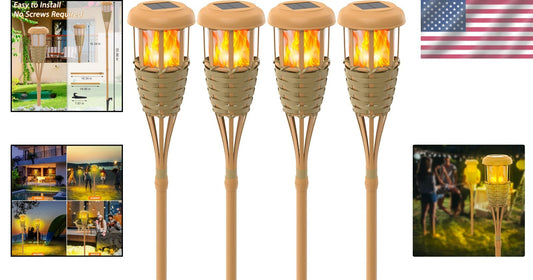 4-Pack Solar Outdoor Torch Lights: Cordless and Easy to Install for Gardens