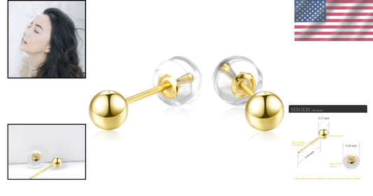 High-Quality 18K Gold Ball Earrings - Timeless Style for Fashionable Women