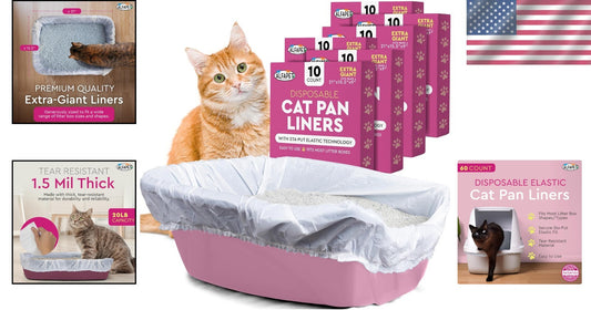 Tear-Resistant Extra Giant Cat Litter Liners with Sta-Put Technology - 60 Count
