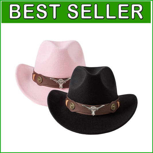 Fashionable Women's 2 Pack Cowboy Hats – Classic Faux Leather & Comfortable