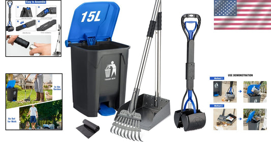 Effortless Pet Waste Clean-Up: Adjustable Pooper Scooper with Locking Bin