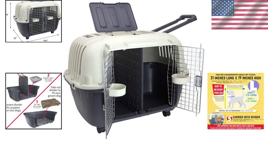 Portable Double Door Dog Crate – Airline Approved with Water Dish Included