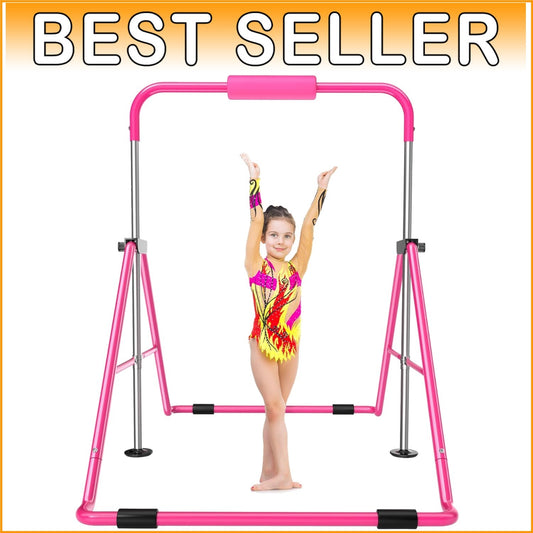Foldable Kids Gymnastics Bar, Adjustable 35-51” with Safety Pad - Perfect Gift