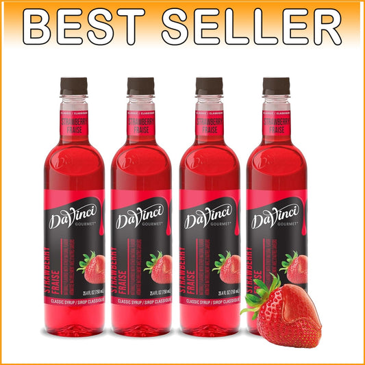 Authentic Strawberry Syrup - 4 Pack of 25.4 Oz - Kosher & Quality Guaranteed