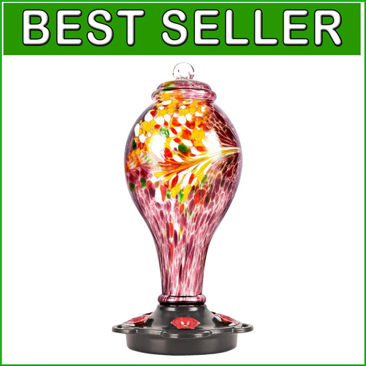 Elegant 36oz Hummingbird Feeder, Leak Proof with Easy Fill Design, Purple Glass