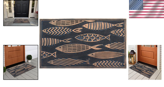 Elegant Nautical Fish Doormat - Low Maintenance Indoor/Outdoor 18"x30" Mat