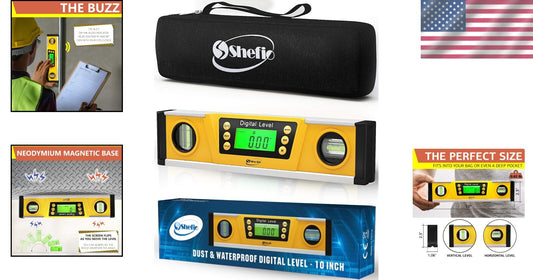Precision Digital Level - 10-Inch with LCD & 8 Angle Storage for Contractors