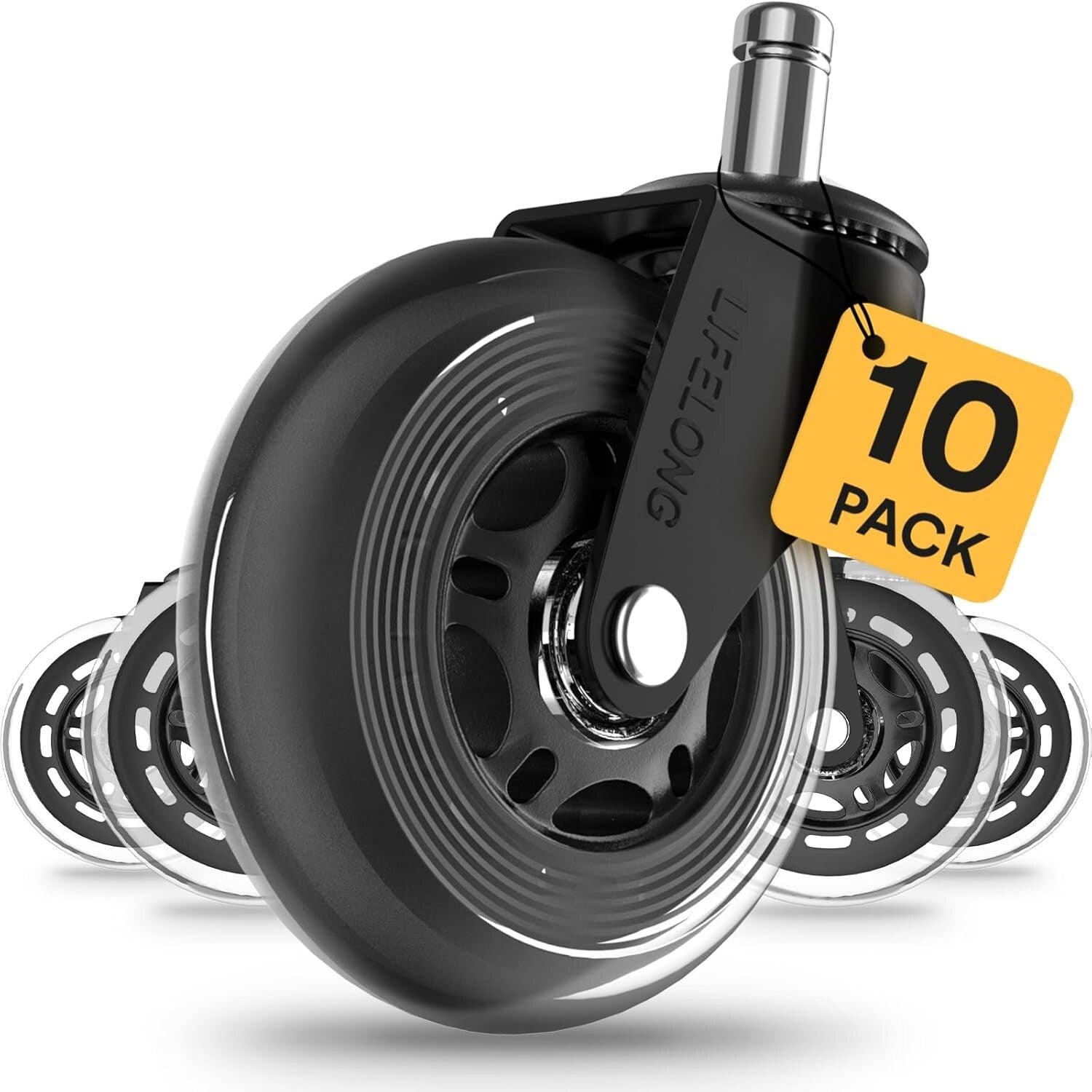 Heavy-Duty Office Chair Wheels - Set of 5 for Hardwood & Carpet Floors