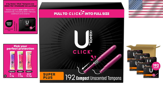 192 Count of Click Compact Tampons | Super Plus for Ultimate Leak Prevention