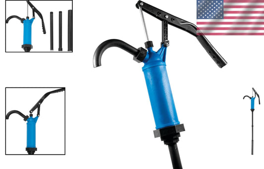 Ergonomic Blue Barrel Pump for 15 to 55 Gallon Drums - Dispenses 9 Oz per Stroke