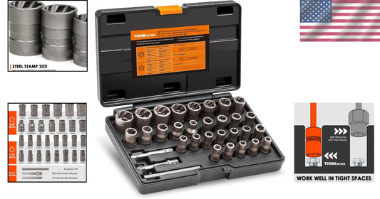 Effortless Bolt Extraction: 32-Piece Rounded Remover Set for Damaged Fasteners