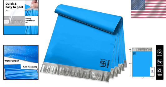 1000 Self-Sealing Blue Poly Mailers 7.5x10.5 - Perfect for Clothes & Accessories