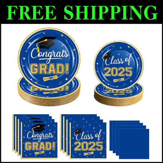 320 Pcs Disposable Graduation Dinner Plates & Napkins - Ideal for Class of 2025