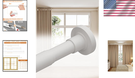 Durable No-Drill Tension Curtain Rods 66-120 Inch - Stability for Every Window