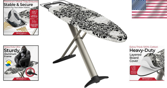 Sturdy Foldable Ironing Board - Extra Wide 62x19” with Iron Rest & Hanging Rack