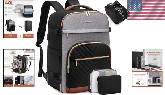 Portable Travel Backpack for Women: TSA Approved 40L Carry-On with Packing Cubes