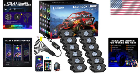 Multicolor RGB LED Wheel Well Lights with Remote & Music Sync for Trucks & ATVs